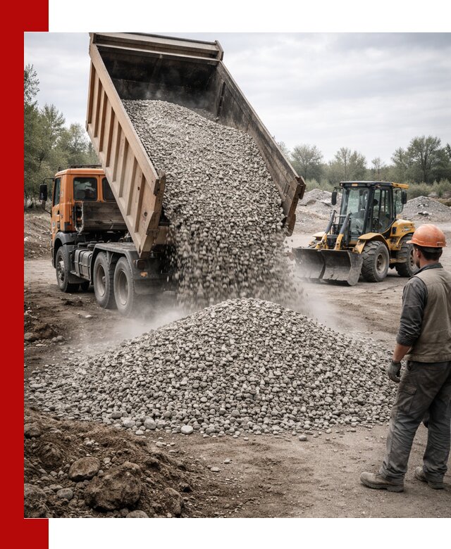 Доставка щебня в Ханты-Мансийске крупными и мелкими фракциями