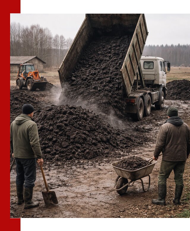 Доставка низинного торфа с разгрузкой и доставкой в Ханты-Мансийске