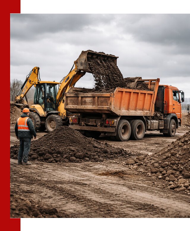 Вывоз грунта и строительного мусора в Ханты-Мансийске грузовыми самосвалами