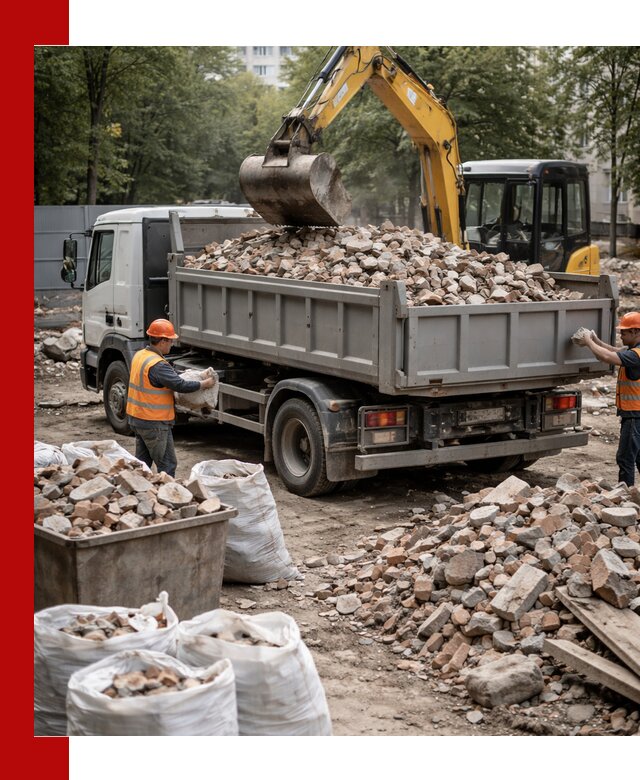 Вывоз строительного мусора в Ханты-Мансийске с самосвалами и контейнерами
