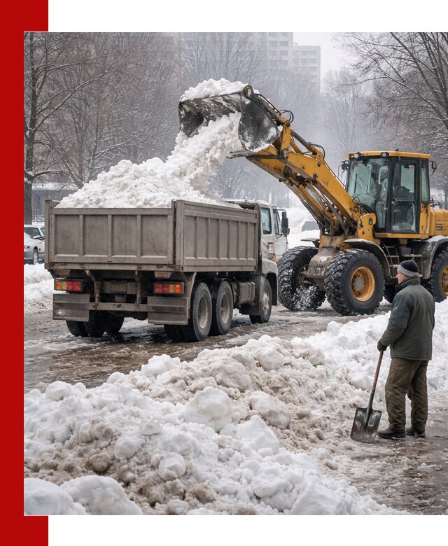 Вывоз снега грузовой техникой в Ханты-Мансийске оперативно и чисто