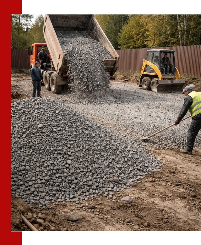 Отсыпка участка щебнем с доставкой и уплотнением в Ханты-Мансийске
