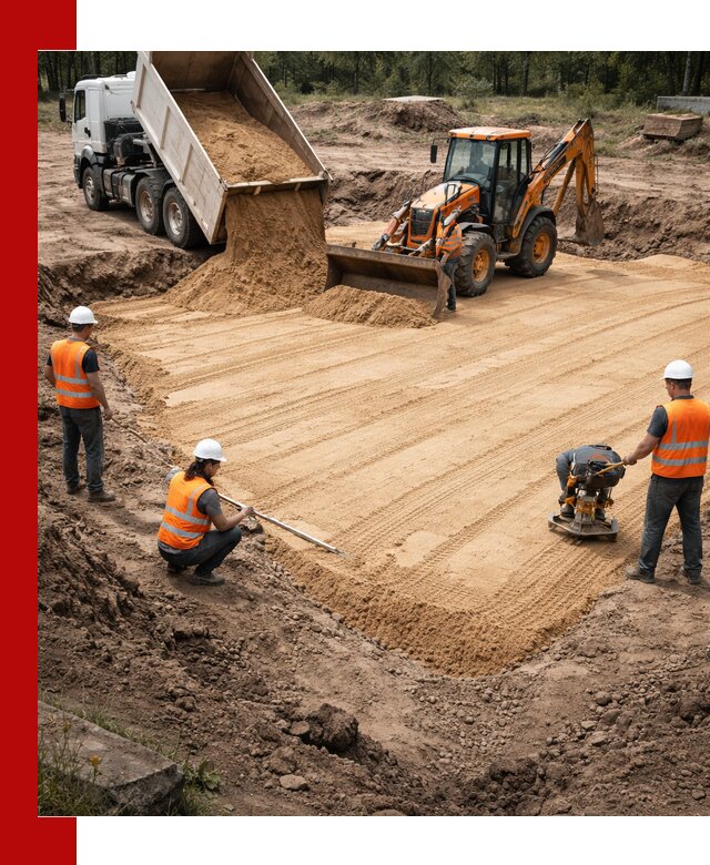 Устройство песчаной подушки для фундаментов и дорог в Ханты-Мансийске